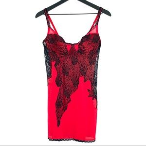Fredericks of Hollywood Red Slip Nightgown Large